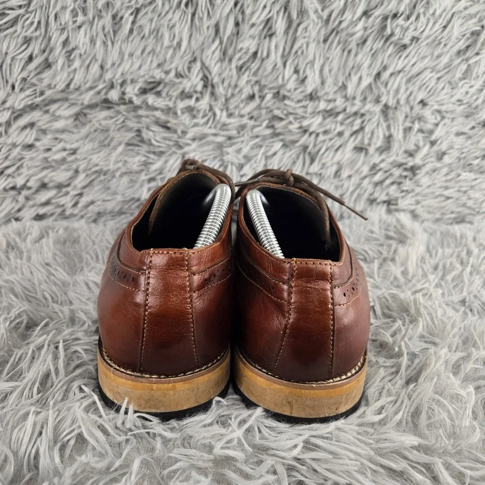 Stacy Adams Cap Toe Oxford Mens 10.5M Brown Leather Brogue Dress Shoes 25068-221